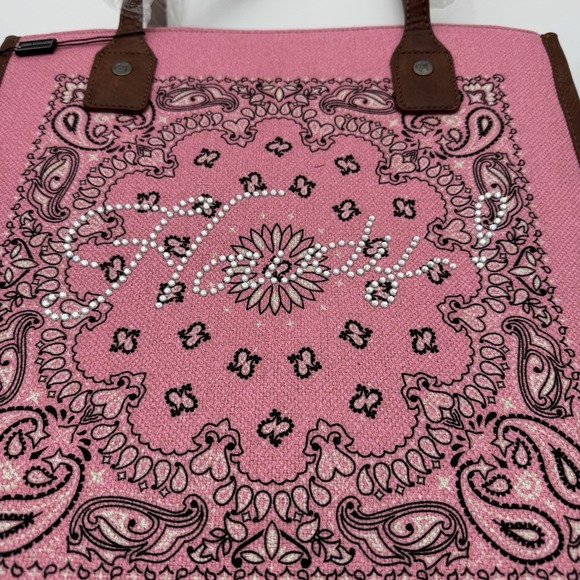 Montana West Bandana Rhinstone "Howdy" Conceal Carry Tote Bag Pink Western NWT - Picture 9 of 16